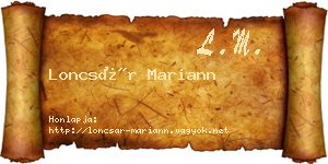 Loncsár Mariann névjegykártya