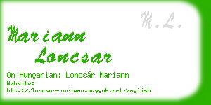 mariann loncsar business card