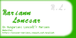 mariann loncsar business card